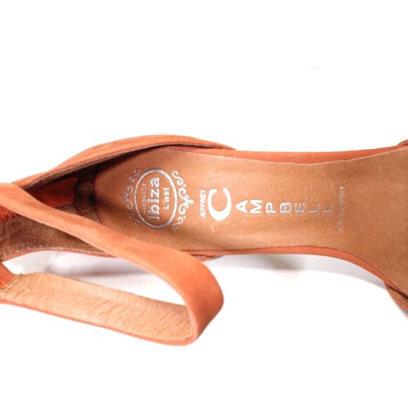 Jeffrey Campbell Womens Sz 9.5 Orange Rust Suede Pointed Toe Ankle Strap Heels - Picture 10 of 11